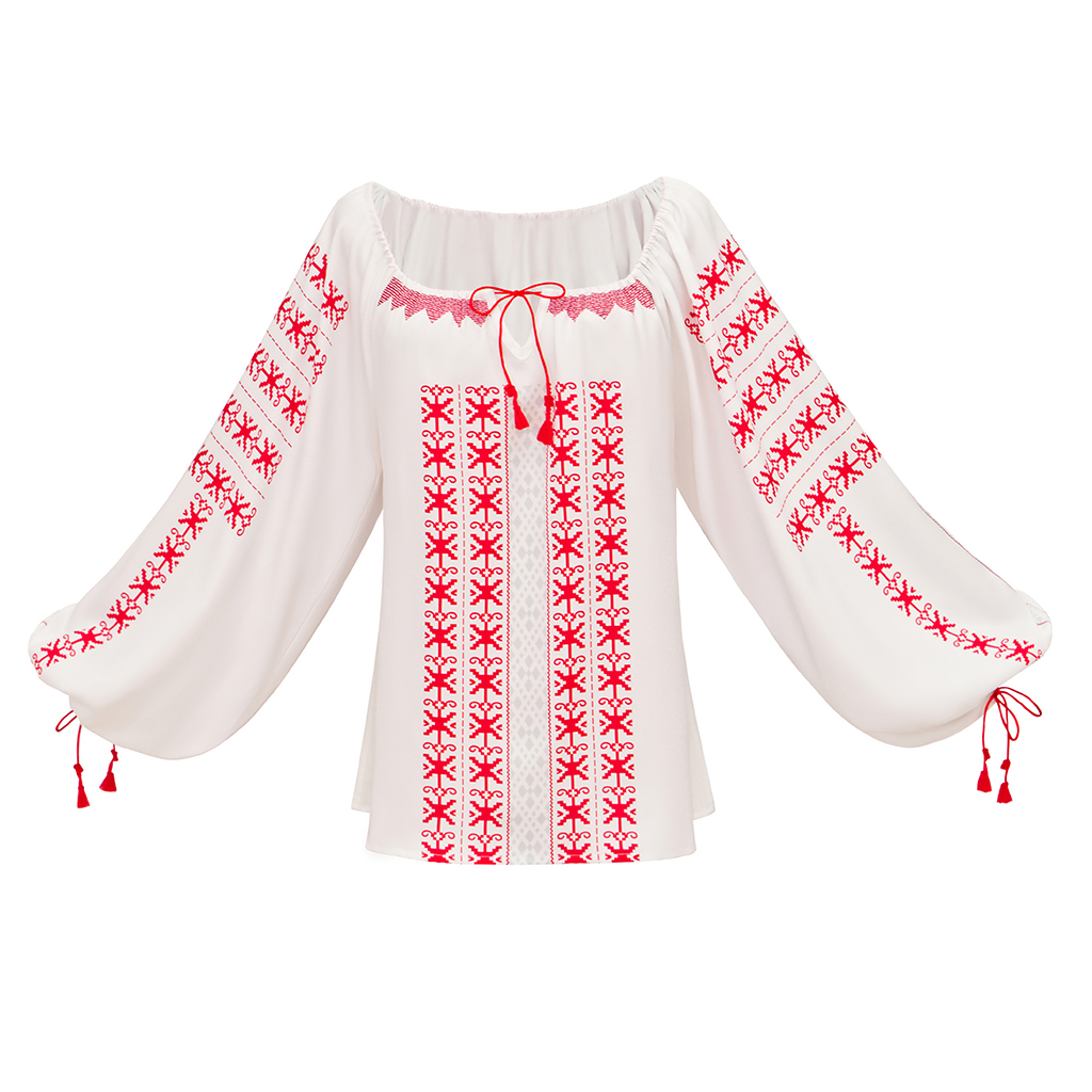Puff Sleeve Blouse - ماريون رافينوود تأثيري حلي المرأة خمر