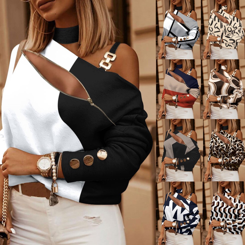 Women Fashion Style - بلوزة نسائية بكتف مكشوف مع تفاصيل