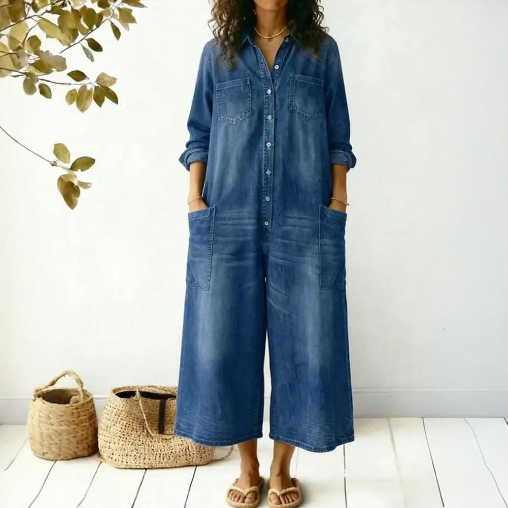 Women'S Fashion Overalls - بدلة جينز نسائية كبيرة الحجم بأكمام