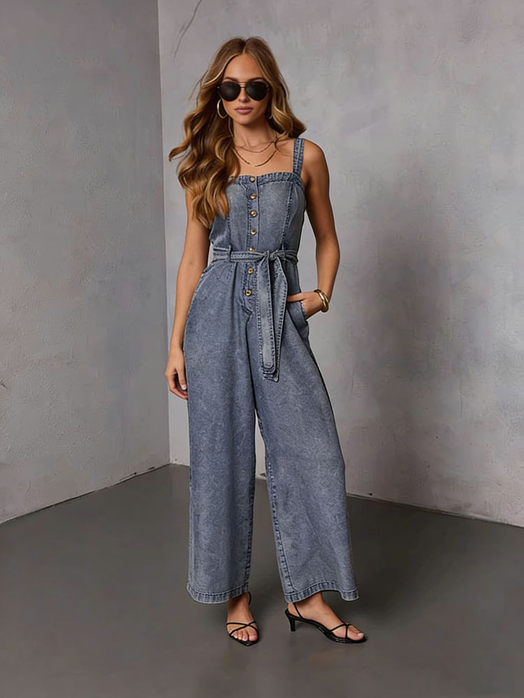 Women'S Fashion Overalls - أفرولات جينز نسائية صيفية بتصميم عتيق