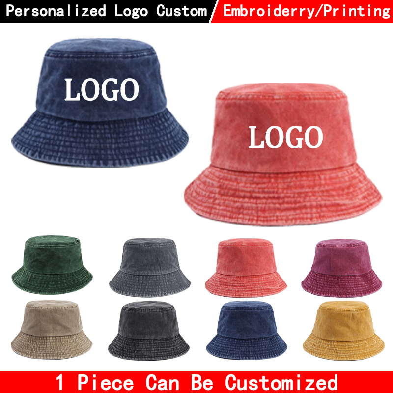 Bucket Hat Women - قبعة دنيم بتصميم مخصص وشعار خاص،
