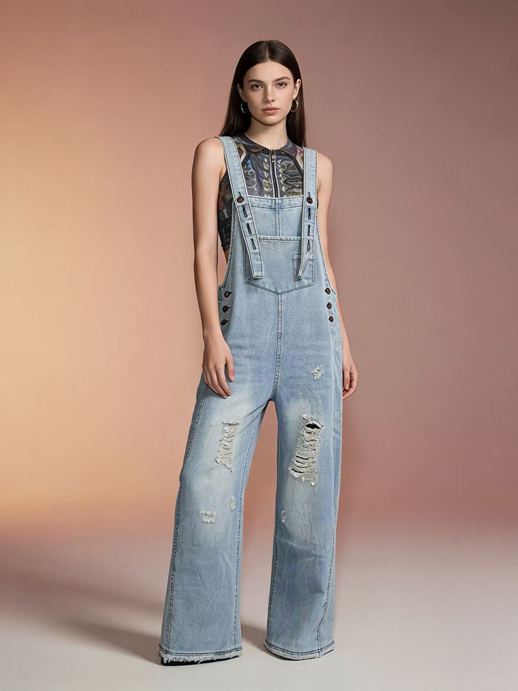 Women'S Fashion Overalls - أفرول جينز نسائي جديد بتصميم ريترو