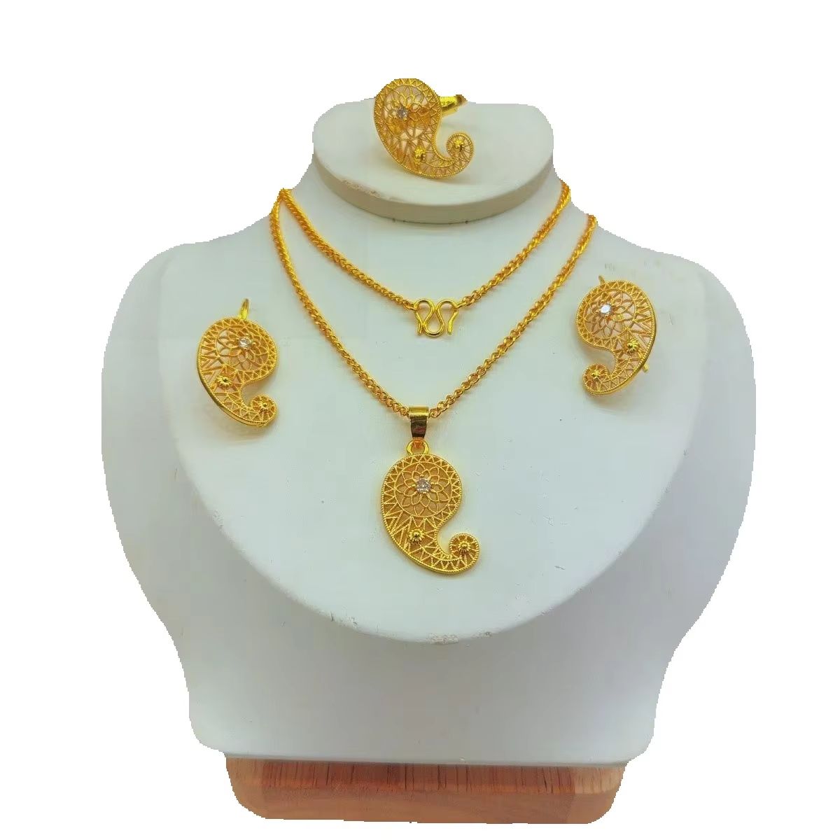 Women'S Fashion Rings Gold - طقم مجوهرات دبي الجديد الفاخر المطلي