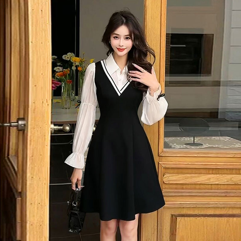 Women'S Fashion Petite - فستان ربيعي بقصة A-line نحيف بأكمام