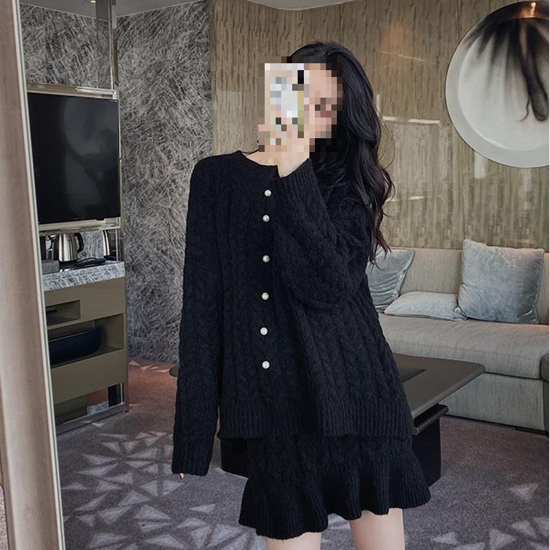 Pleated Skirt Women - طقم شتوي كوري فاخر، طقم محبوك