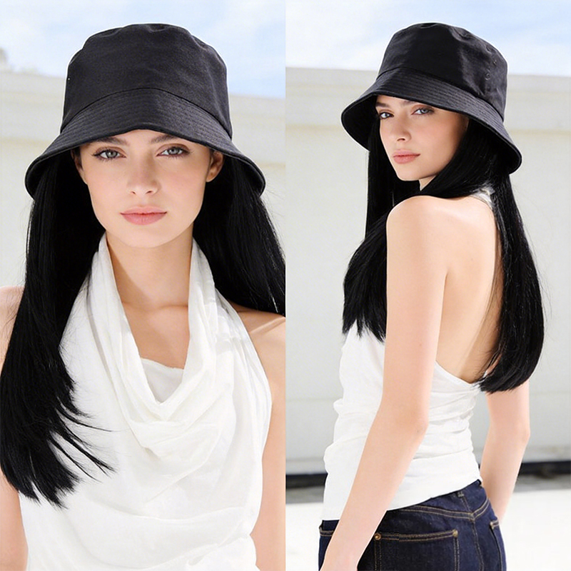 قبعة سوداء واقية من الشمس مع ش - مراجعة Bucket Hat Women وسعره