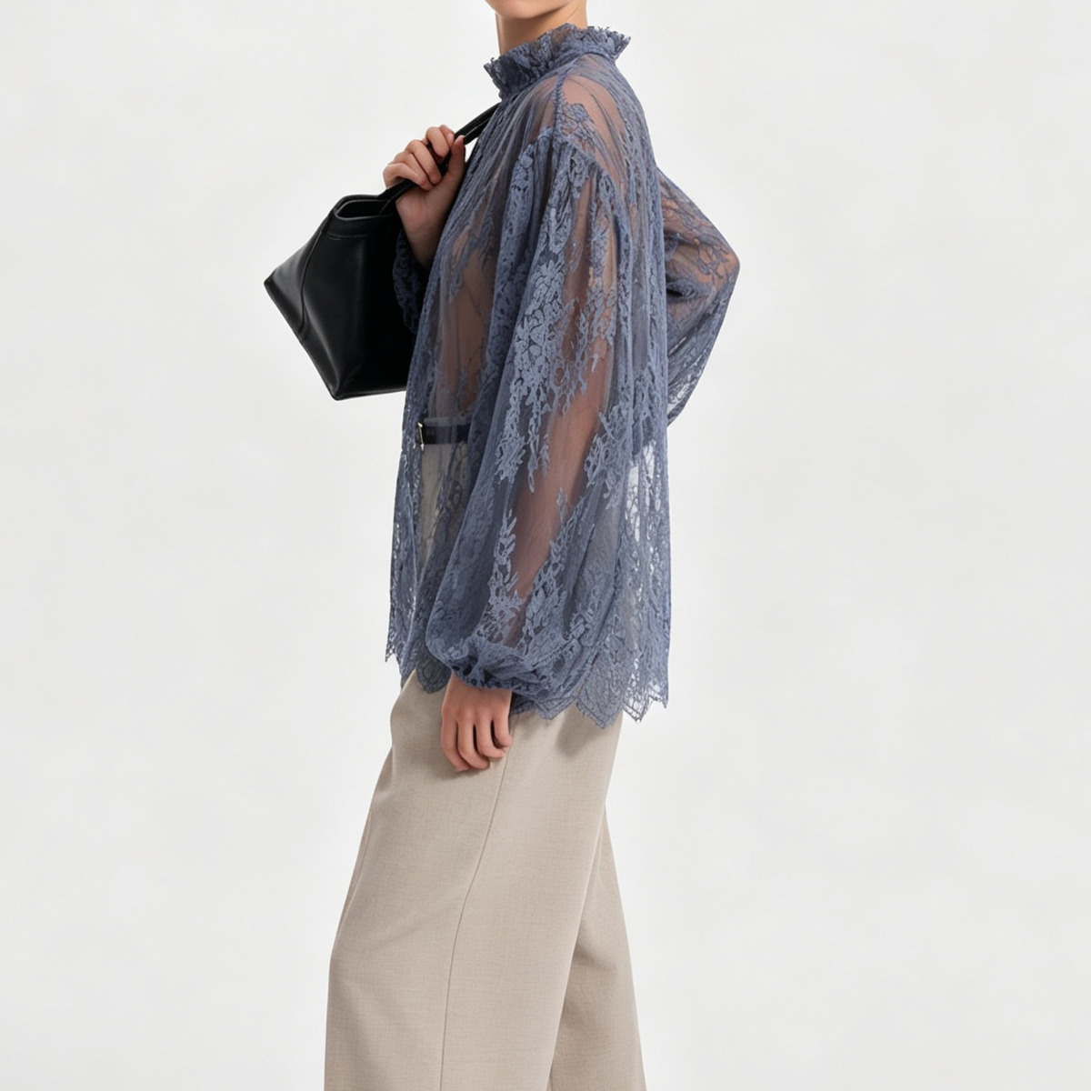 بلوزة نسائية شفافة من الدانتيل - مراجعة Puff Sleeve Blouse وسعره