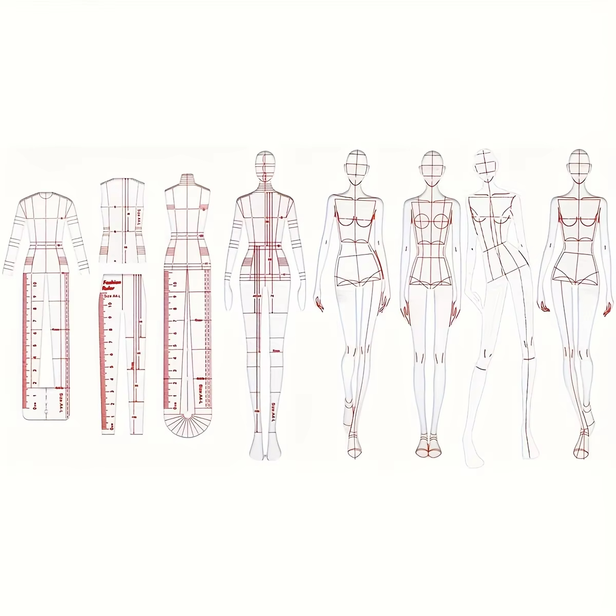 مجموعة واحدة من قوالب الرسم ال - مراجعة Women Fashion Figure Template وسعره