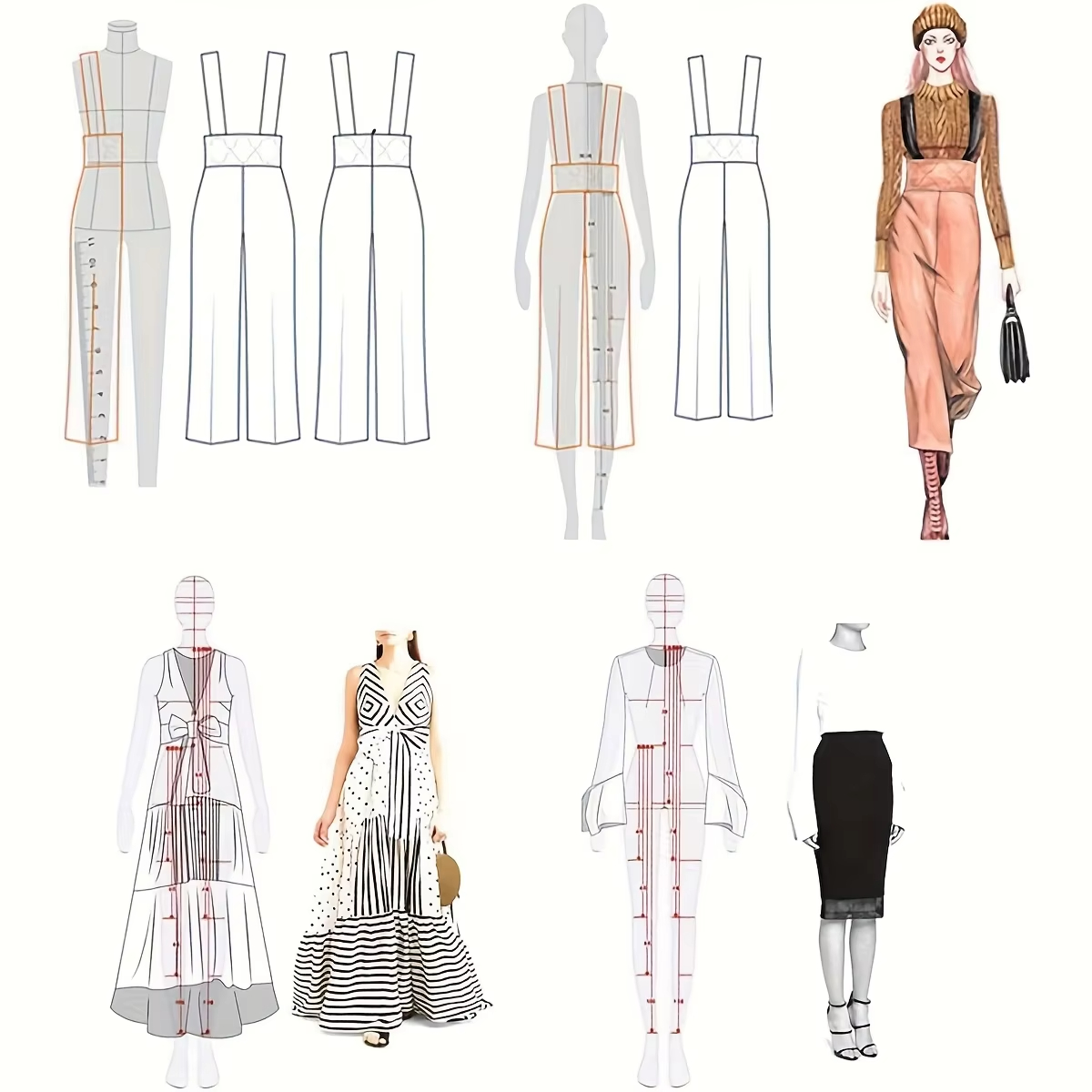 مجموعة واحدة من قوالب الرسم ال - مراجعة Women Fashion Figure Template وسعره