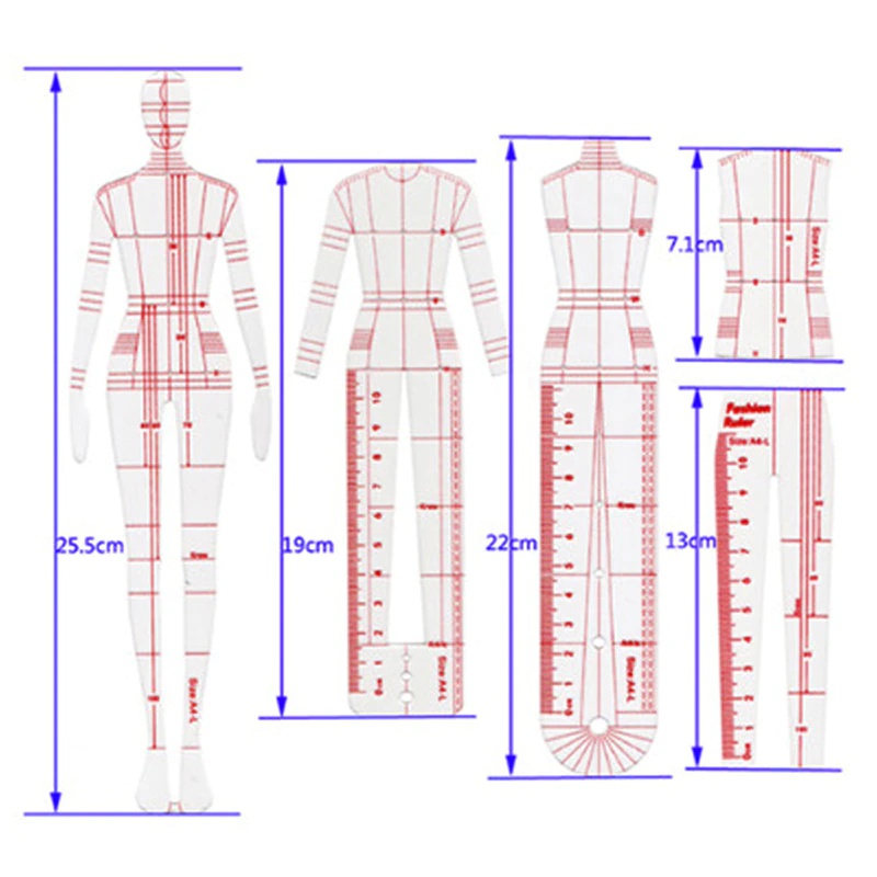 مجموعة واحدة من مساطر الرسم ال - مراجعة Women Fashion Figure Template وسعره