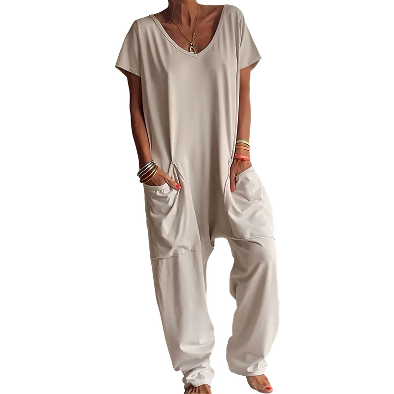 جمبسوت نسائي صيفي فضفاض بياقة  - مراجعة Women'S Fashion Overalls وسعره