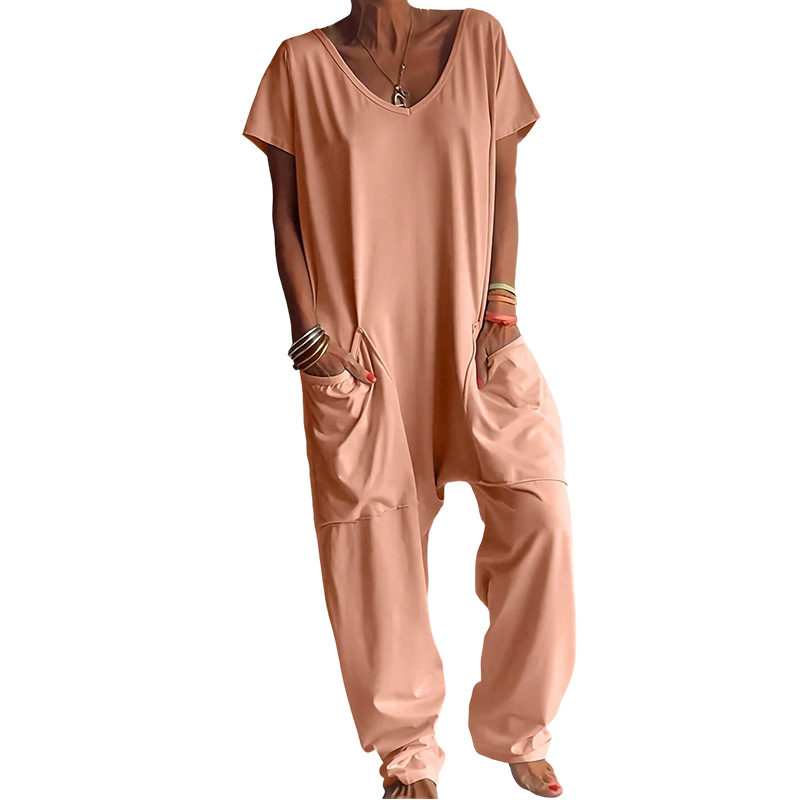 جمبسوت نسائي صيفي فضفاض بياقة  - مراجعة Women'S Fashion Overalls وسعره