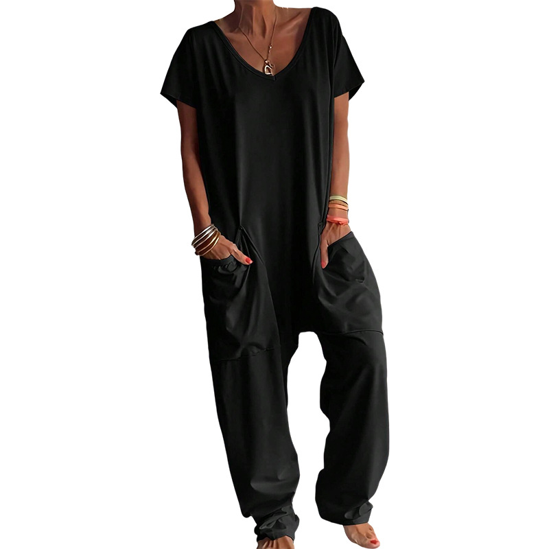 جمبسوت نسائي صيفي فضفاض بياقة  - مراجعة Women'S Fashion Overalls وسعره