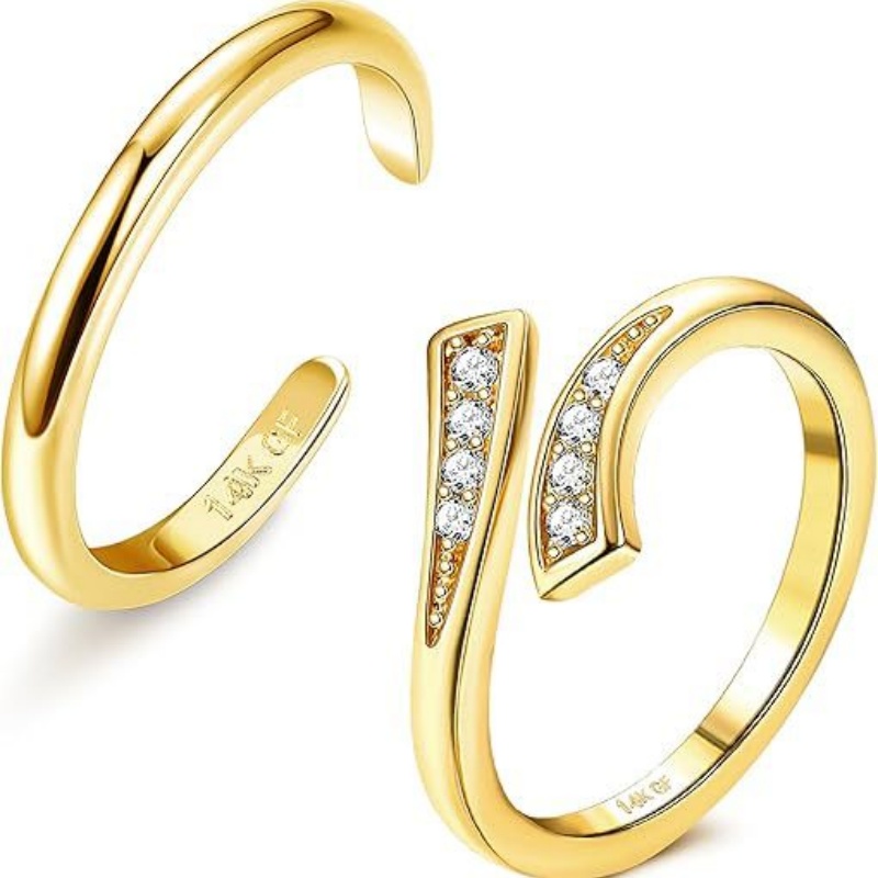 14K مطلية بالذهب قابل للتعديل  - مراجعة Women'S Fashion Rings Gold وسعره
