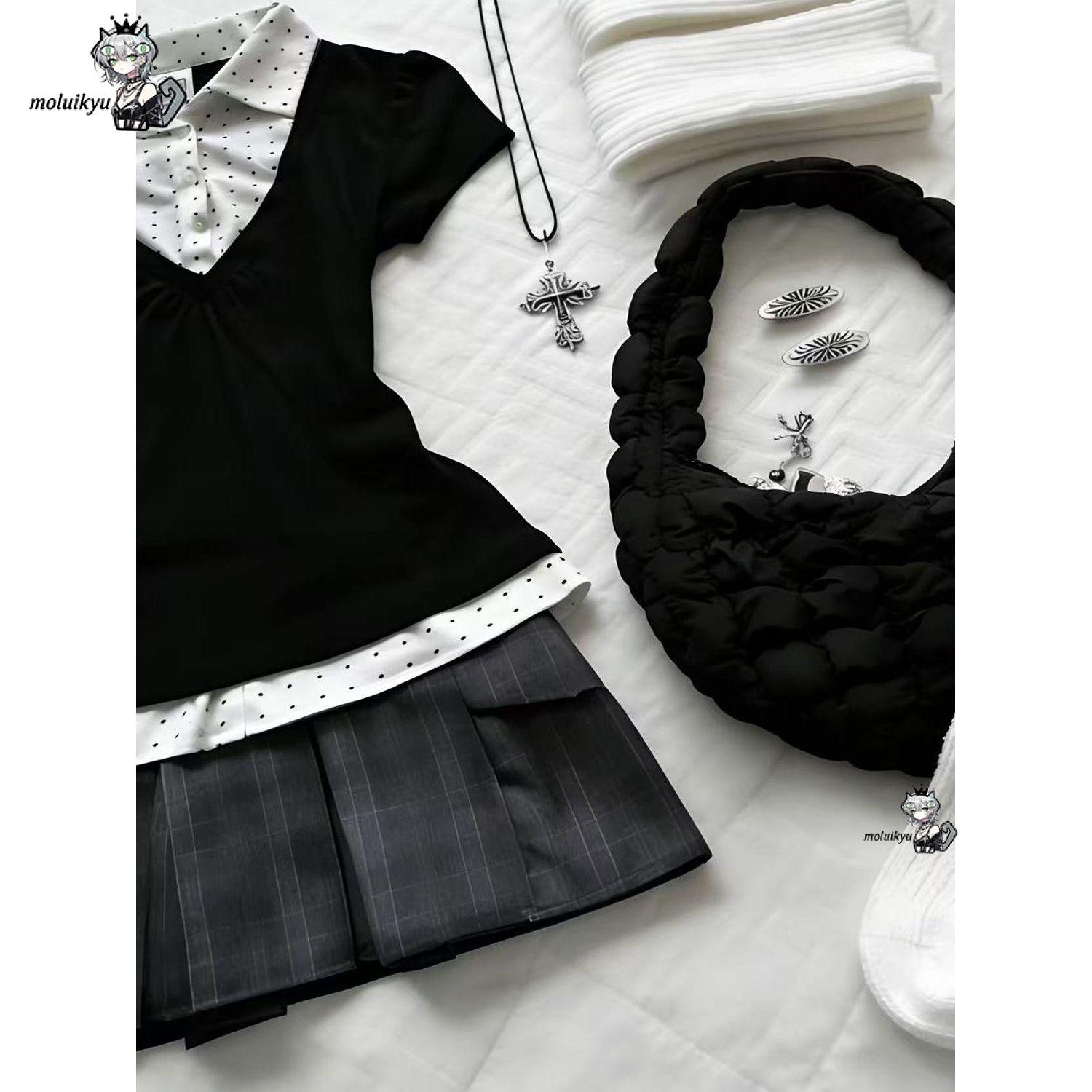 طقم نسائي من قطعتين بتصميم Y2K - مراجعة Pleated Skirt Women وسعره